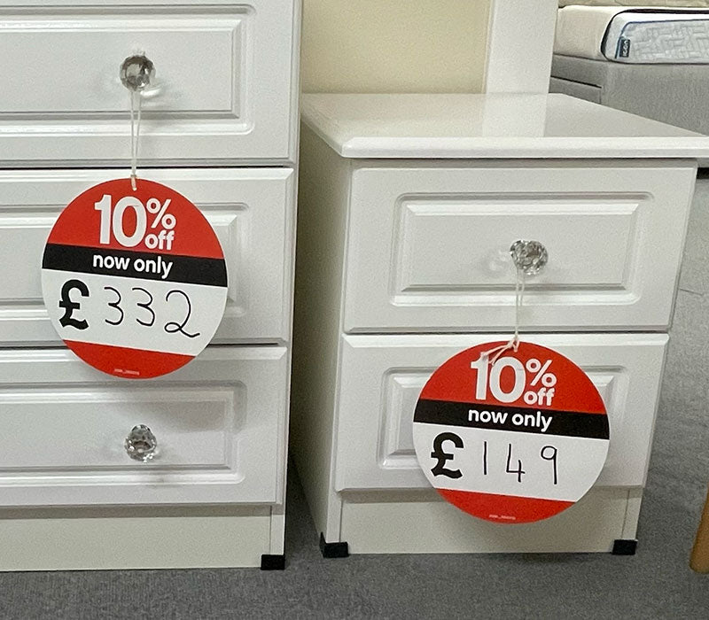 White 2-drawer bedroom cabinet