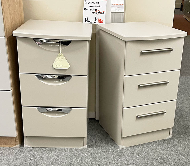 3-drawer bedside lockers in two styles