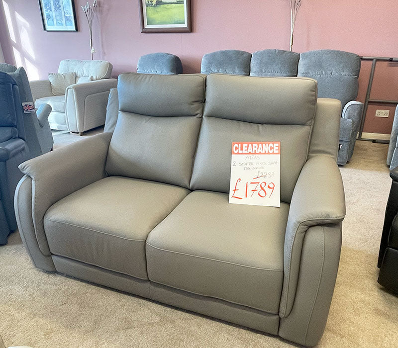 Atlas 2-seater fixed leather sofa