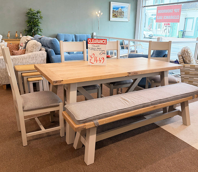 Extending table with bench and 4 chairs