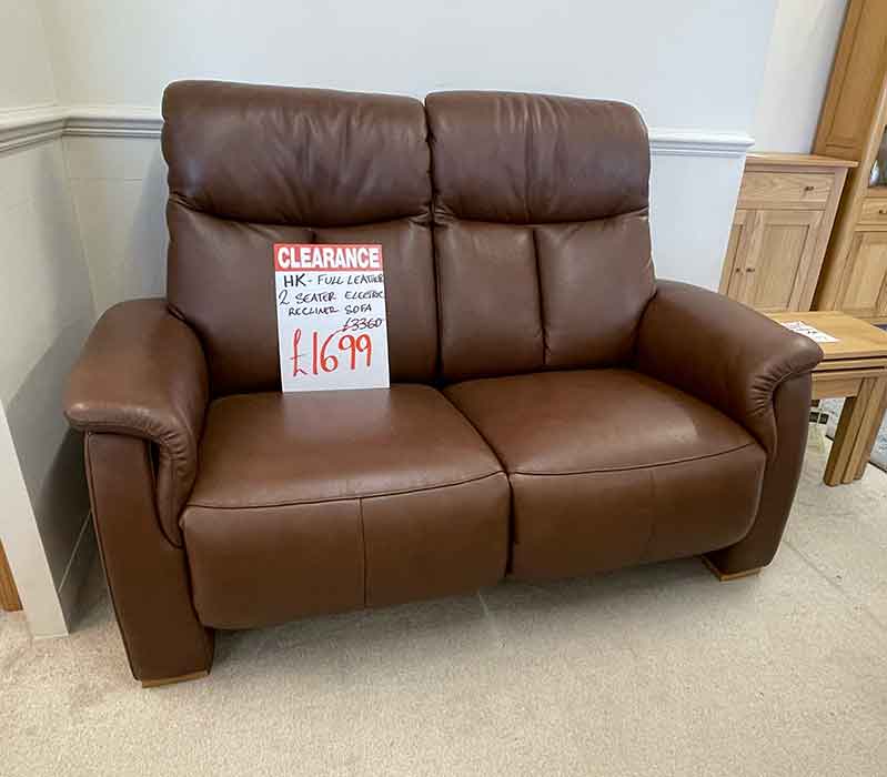 Brown full leather 2 seater electric recliner sofa