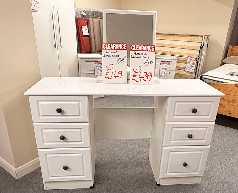 White Pembroke dressing table and mirror
