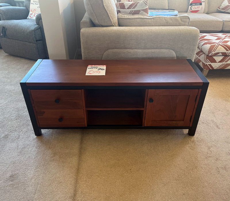 Moda dark wood TV unit with storage compartments 